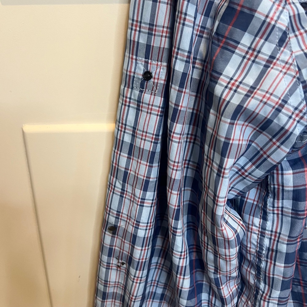 Duluth Trading Men's‎ Blue Plaid Button Down Roll Sleeve Casual Shirt Size XL